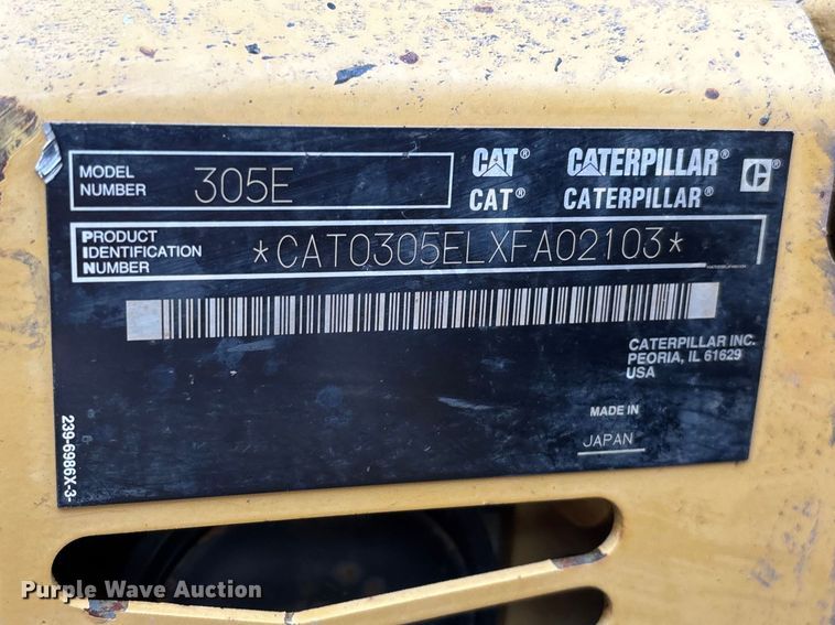 image for item FG0332 2013 Caterpillar 305E CR mini excavator
