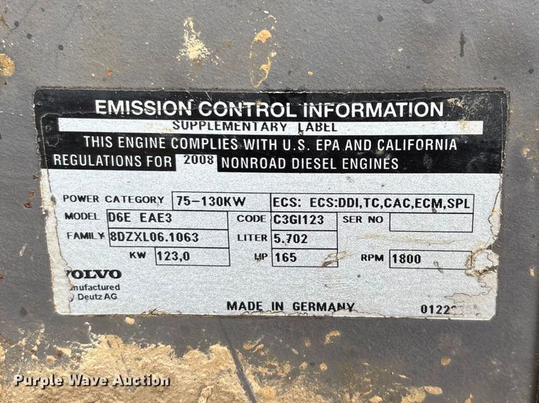 image for item FG0336 2008 Volvo EC210CL excavator