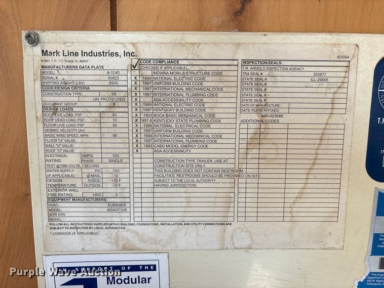 image for item FG2968 2001 Mark Line 4-1040 office trailer
