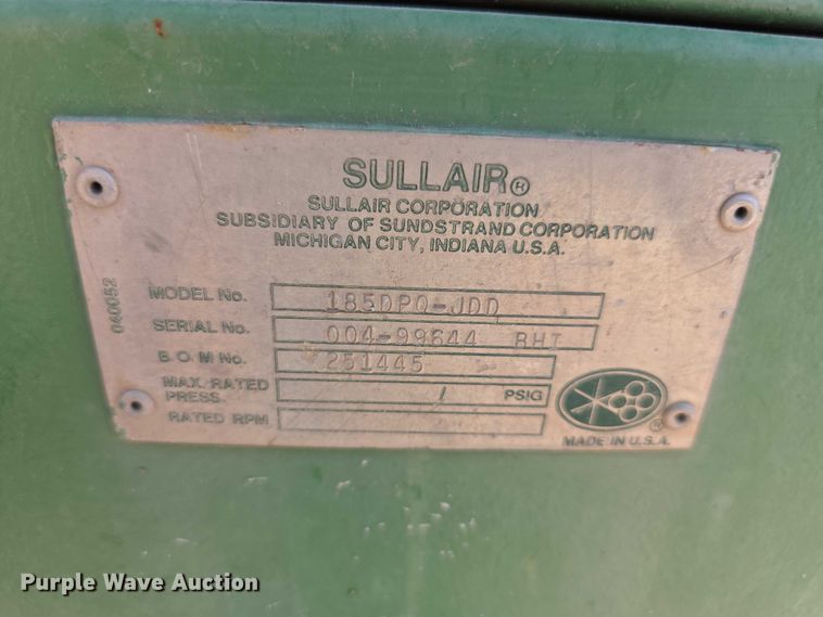 image for item FH6022 Sullair 185dpqjdd air compressor