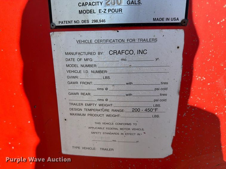 image for item FK0142 1996 Crafco EZ Pour 200D melter applicator