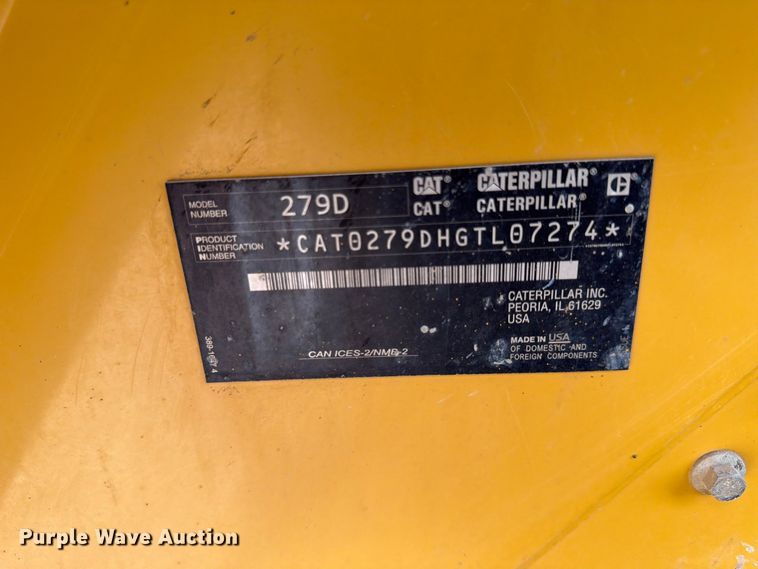 image for item FK0145 2019 Caterpillar 279D tracked skid steer loader