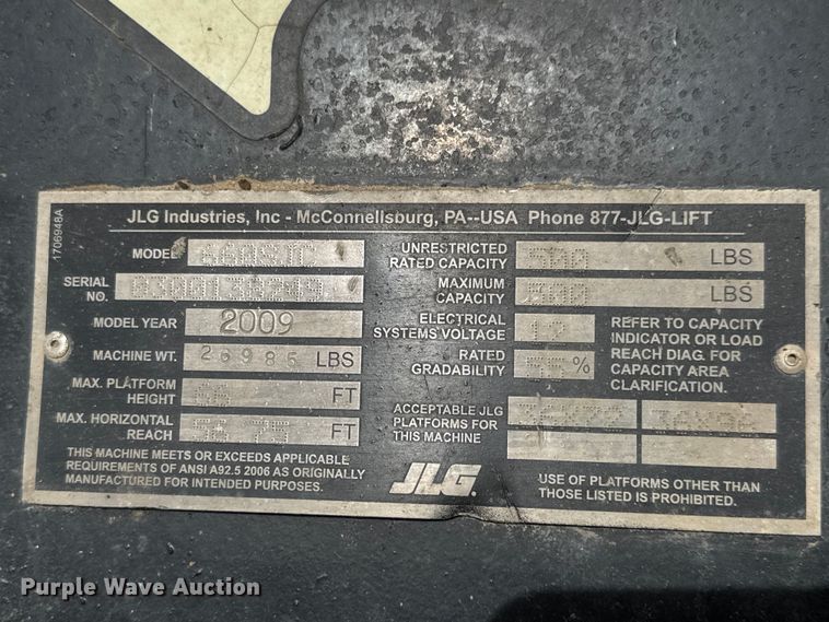 image for item MX9204 2009 JLG 660SJC boom lift