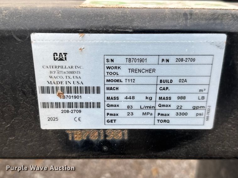 image for item MX9245 2025 Caterpillar T112 skid steer trencher
