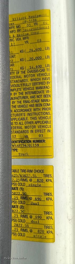image for item YA1911 2004 International 7600 forestry bucket truck