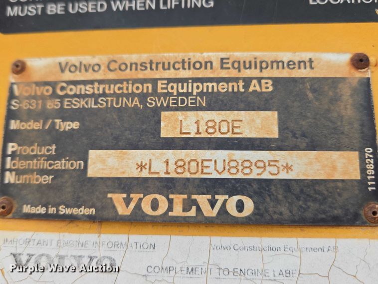 image for item YA2777 Volvo L180E wheel loader
