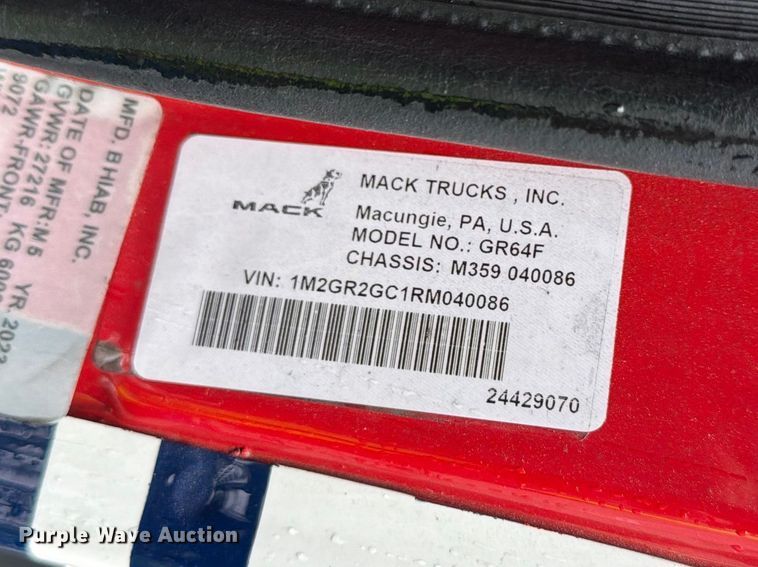 image for item YA3272 2024 Mack Granite crane truck