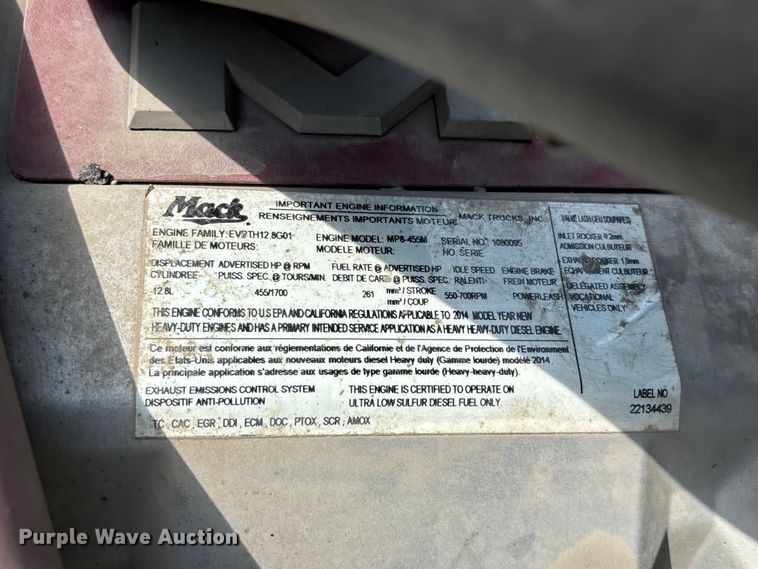image for item YA3276 2015 Mack GU713 dump truck