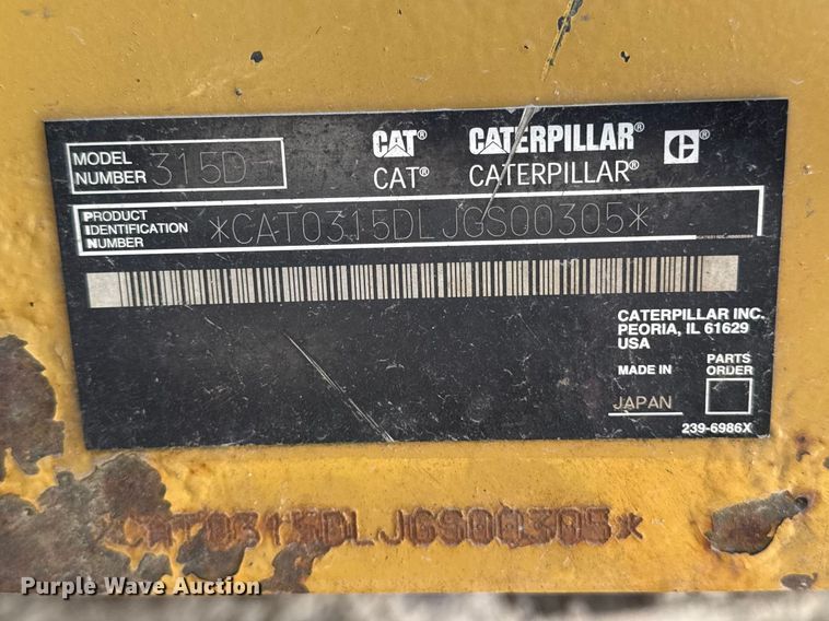 image for item YA3457 2011 Caterpillar 315D L excavator