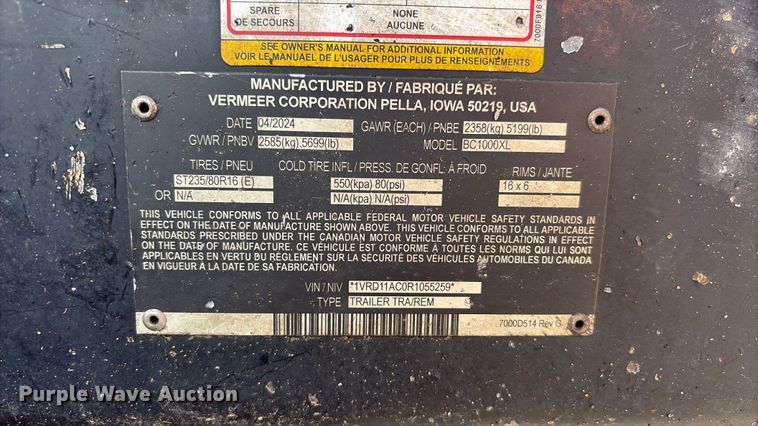 image for item YA3532 2024 Vermeer BC1000 XL wood chipper