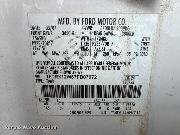 image for item DS6834 2007 Ford F150 Ext. Cab pickup truck