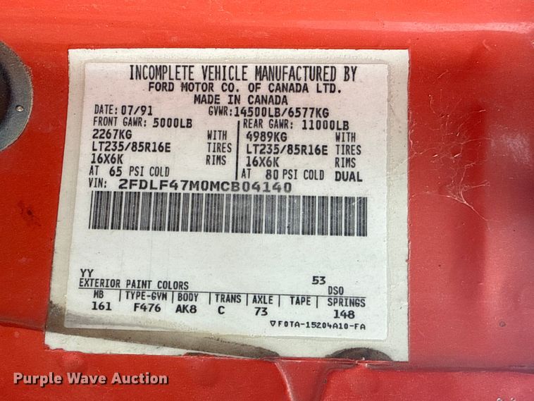 image for item DS6835 1991 Ford F450 Super Duty dump truck