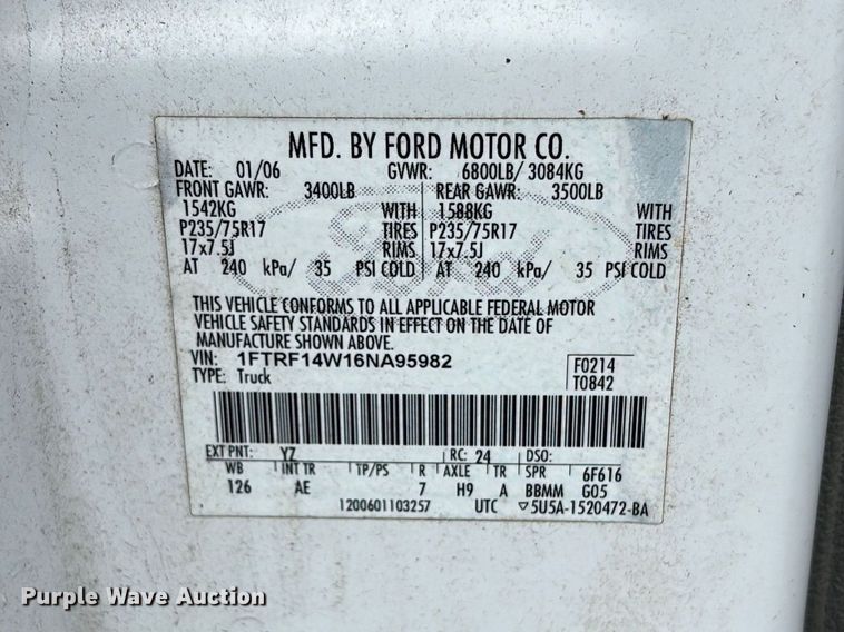 image for item DU6260 2006 Ford F150 pickup truck