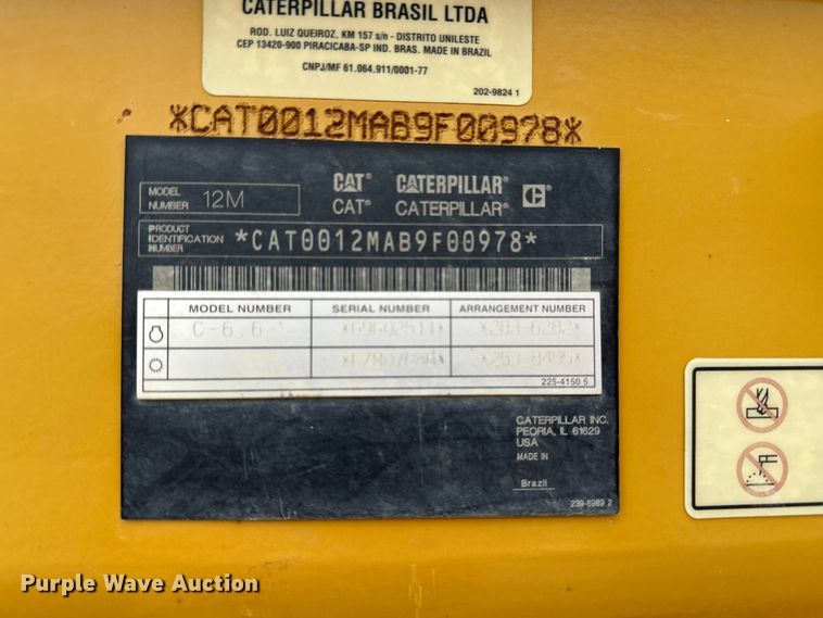 image for item DV0908 2011 Caterpillar 12M VHP Plus motor grader