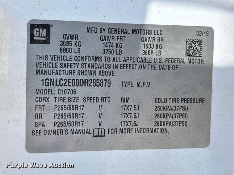 image for item DV4329 2013 Chevrolet Tahoe Police SUV