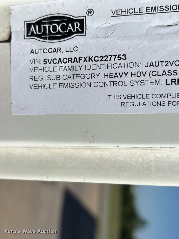 image for item DV4332 2019 Autocar Xpeditor refuse truck