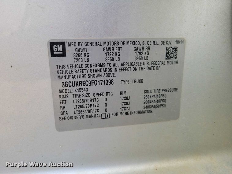image for item DZ7091 2015 Chevrolet Silverado 1500 Crew Cab pickup truck