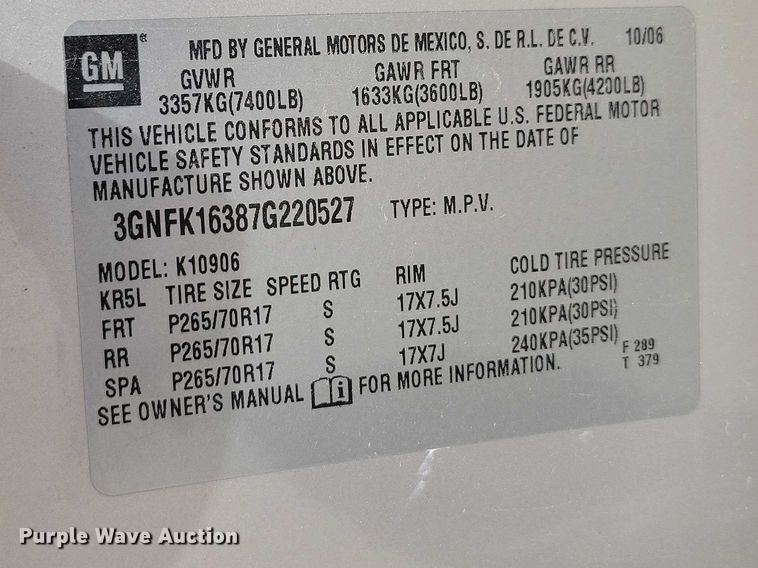 image for item DZ7117 2007 Chevrolet Suburban SUV