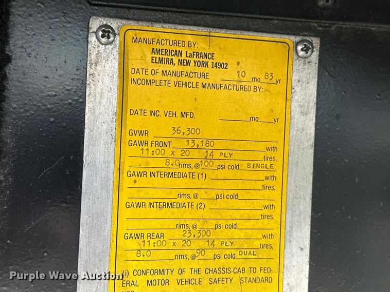 image for item EA4866 1984 American LaFrance fire truck