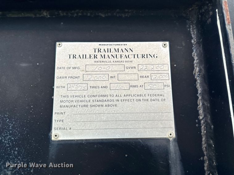 image for item EC4592 2002 Trailman equipment trailer