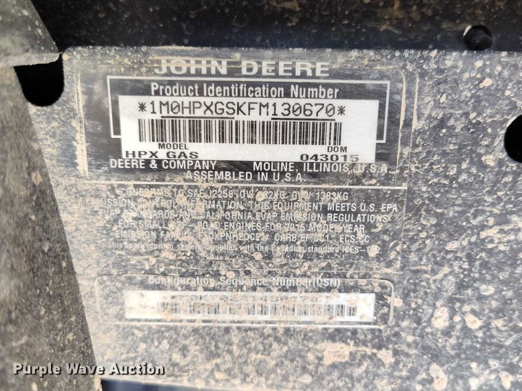 image for item ED0026 2015 John Deere Gator HPX utility vehicle