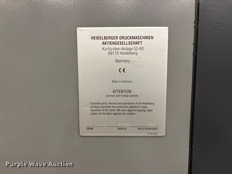 image for item EO4262 Heidelberg Quickmaster offset printing press