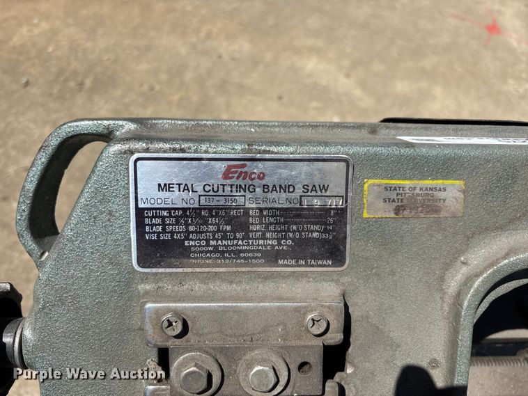 image for item EO4270 Enco 137-3150 metal cutting band saw