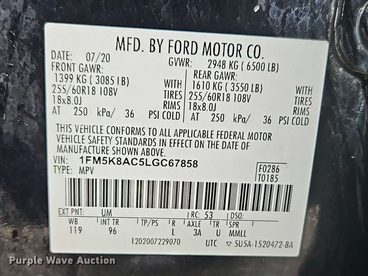 image for item EO7324 2020 Ford Explorer Police Interceptor SUV