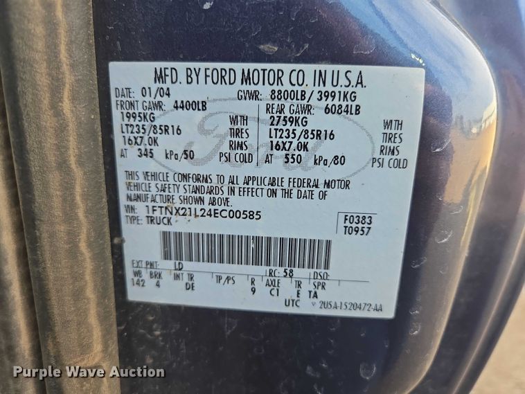 image for item ER1613 2004 Ford F250 Super Duty Ext. Cab pickup truck