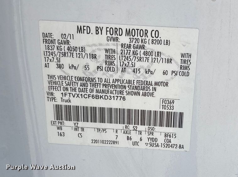 image for item ET6147 2011 Ford F150 XL Ext. Cab pickup truck
