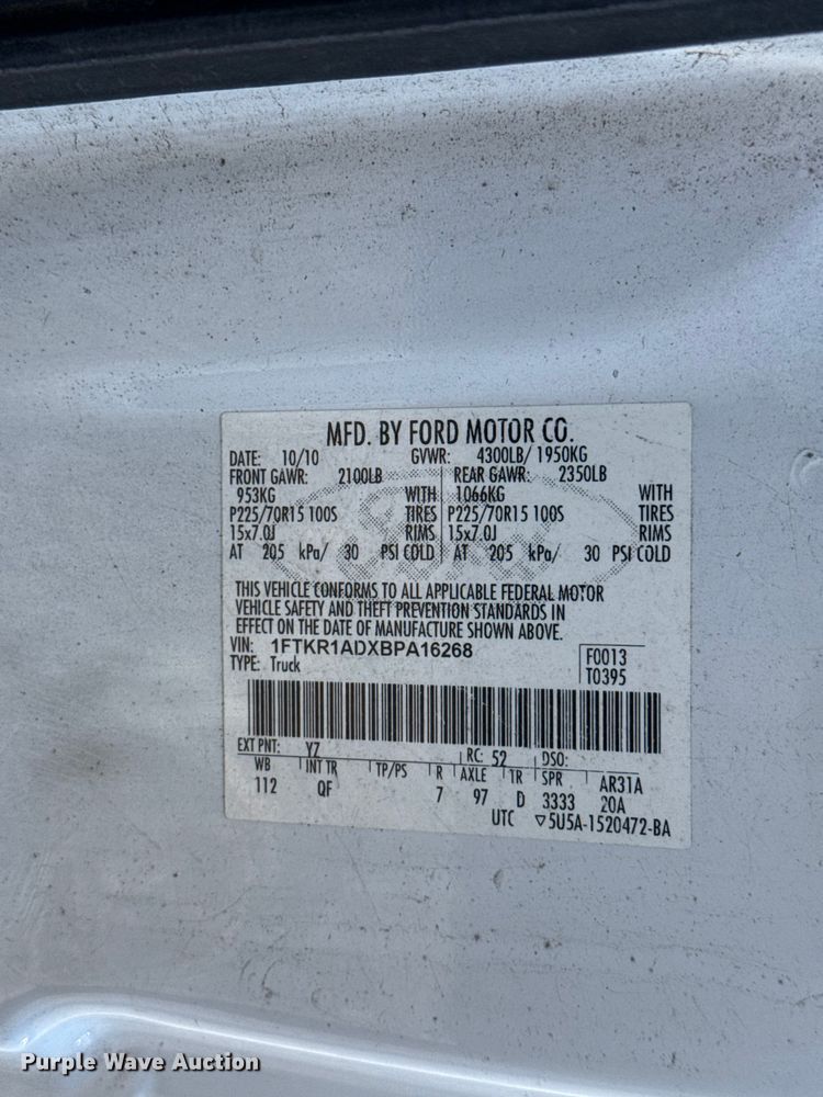 image for item ET6149 2011 Ford Ranger pickup truck