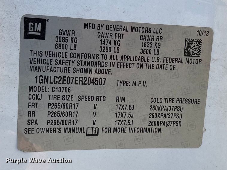 image for item ET6155 2014 Chevrolet Tahoe Police SUV