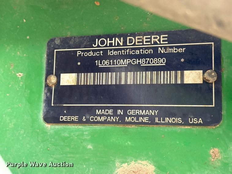 image for item EU0583 2016 John Deere 6110M tractor