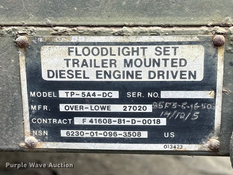 image for item EU0588 Over-Lowe TP-5A4-DC light plant