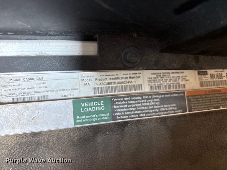 image for item EU5580 2016 ClubCar CA500 utility vehicle