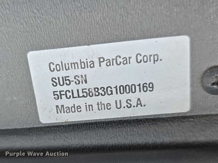 image for item EV2167 2016 Columbia ParCar golf cart