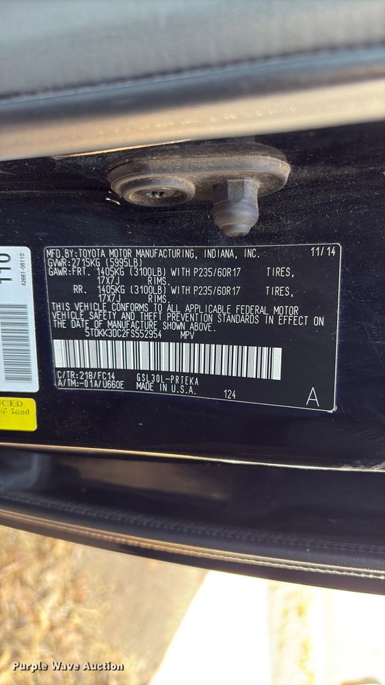image for item EV2862 2015 Toyota Sienna van