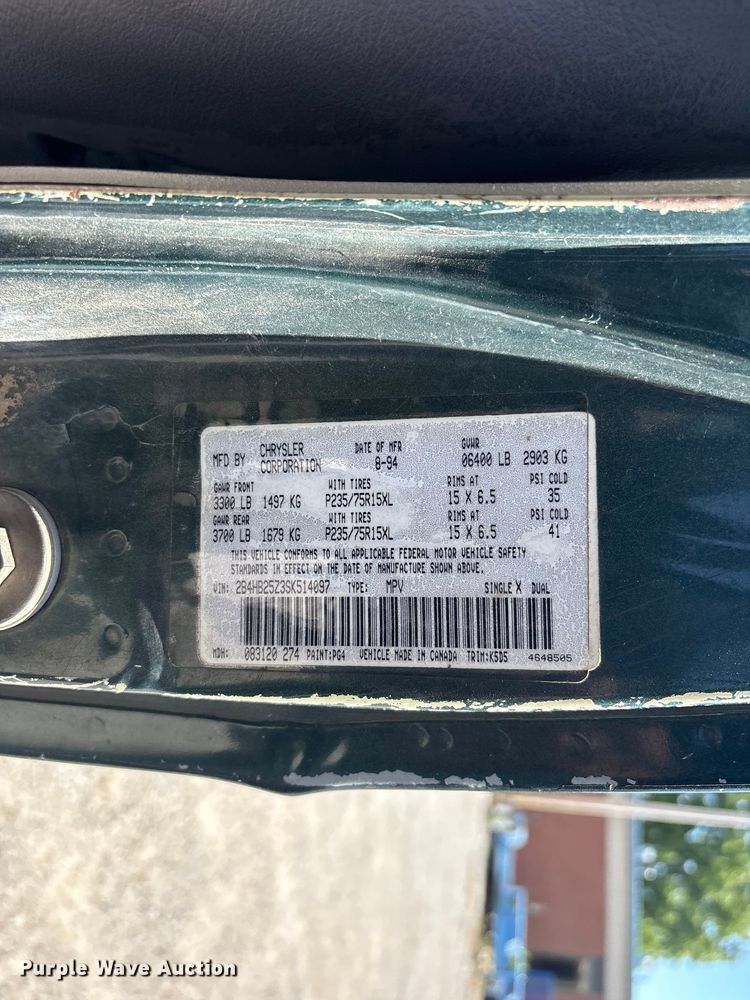 image for item EV2962 1995 Dodge Ram Wagon van