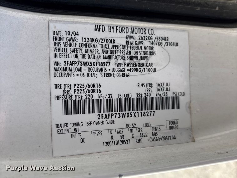 image for item EV2963 2005 Ford Crown Victoria 