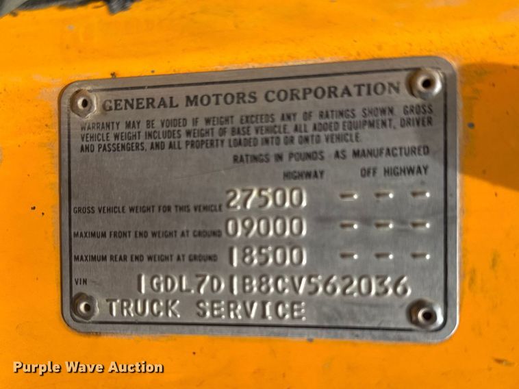 image for item FB7342 1982 GMC 7000 dump truck