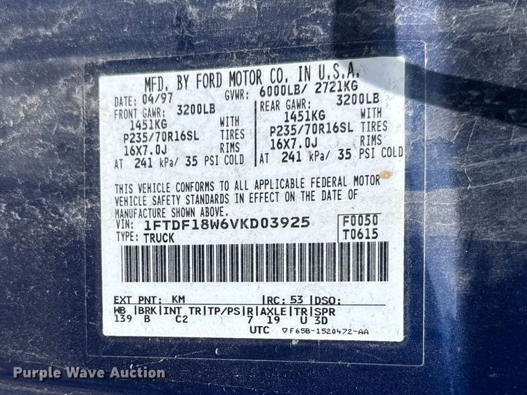 image for item FB7347 1997 Ford F150 pickup truck