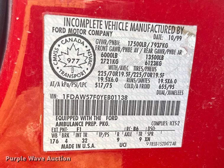 image for item FB7378 2000 Ford F550 Super Duty crew cab rescue vehicle