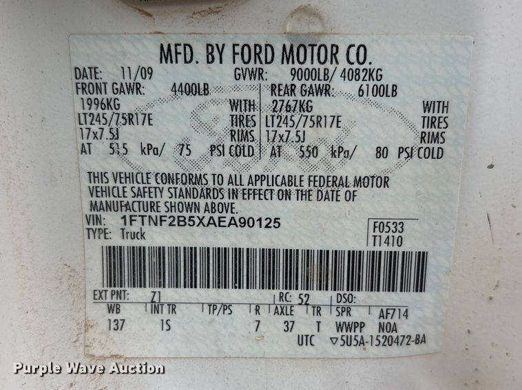 image for item FC2219 2010 Ford F250 Super Duty pickup truck