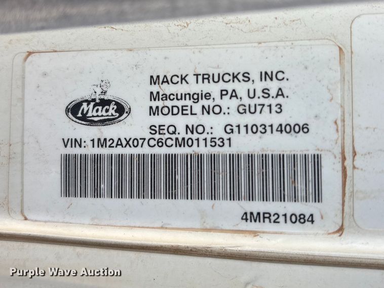 image for item FC2220 2012 Mack GU dump truck