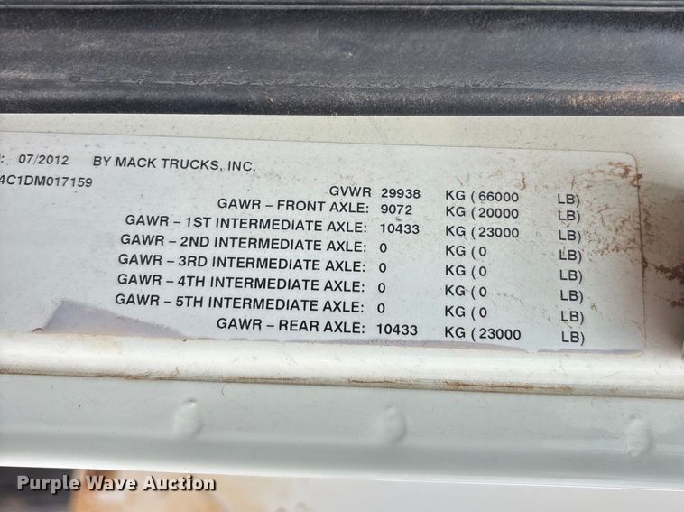 image for item FC2221 2013 Mack GU water truck