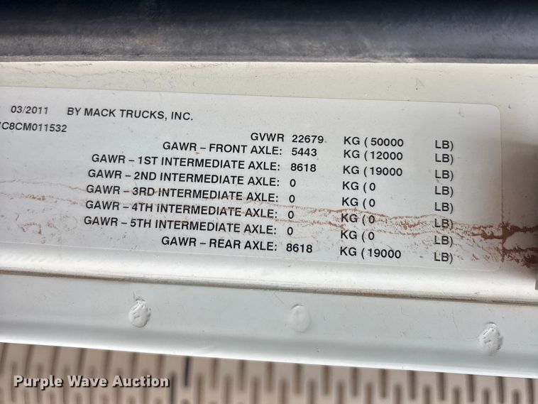 image for item FC2222 2012 Mack GU dump truck