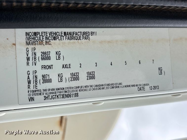 image for item FC2227 2014 International CT660S water truck