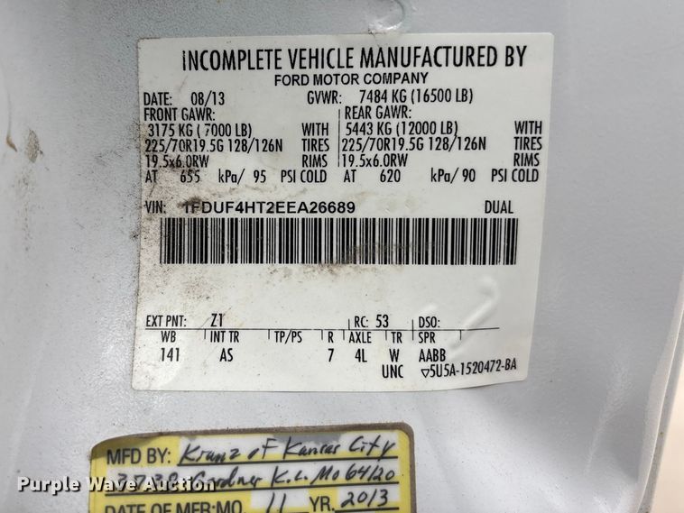 image for item FC4634 2014 Ford F450 Super Duty dump flatbed truck