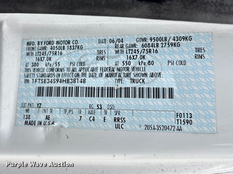 image for item FC4636 2004 Ford E350 Super Duty van
