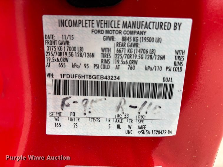 image for item FC4643 2016 Ford F550 Super Duty hook lift truck